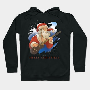 Santa Claus Playing Christmas Songs With Electric Guitar Hoodie